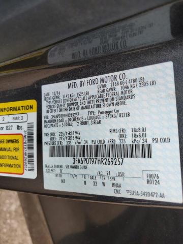 VIN 3FA6P0T97HR269257 2017 Ford Fusion, SE no.12