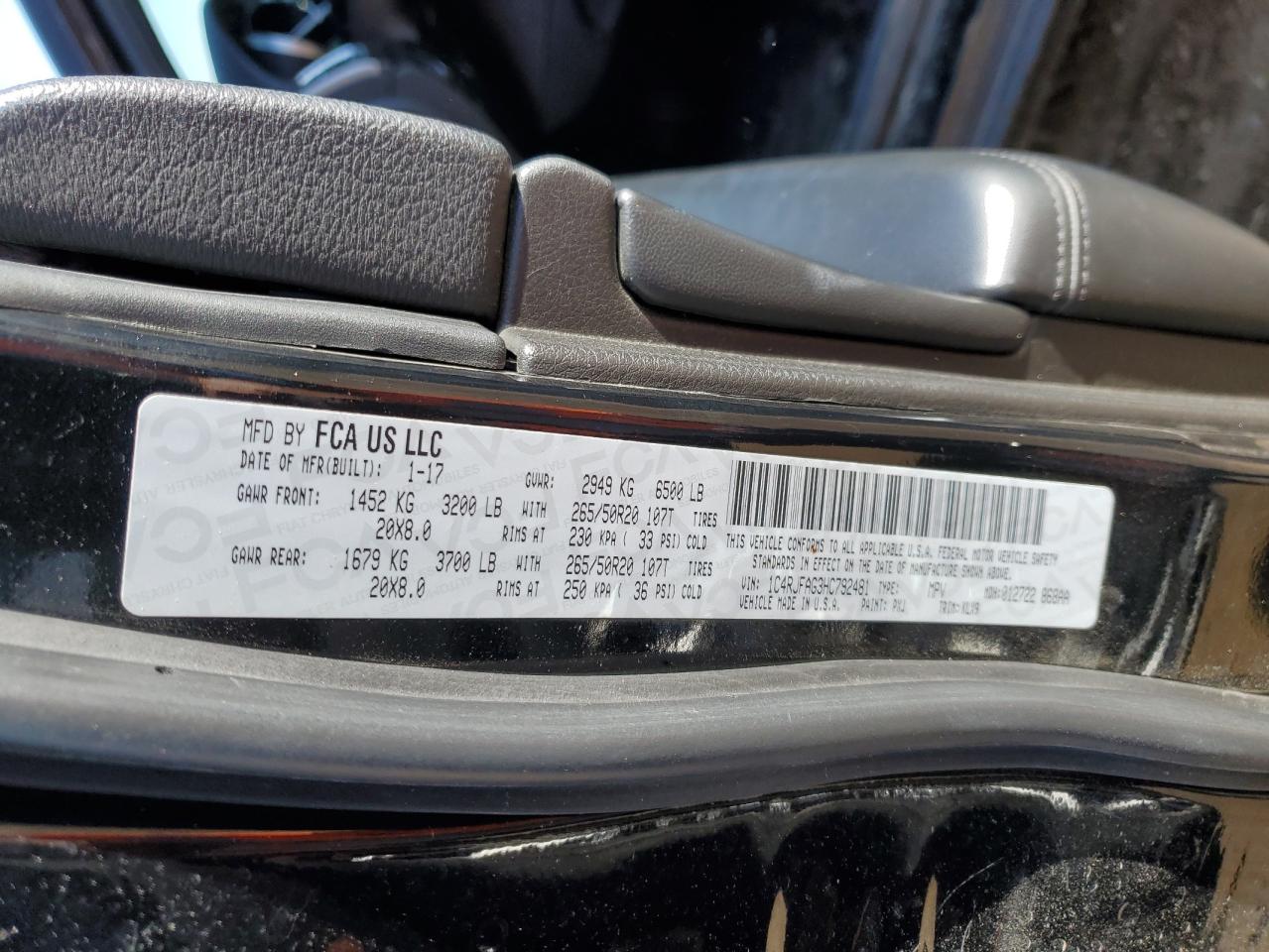 1C4RJFAG3HC792481 2017 Jeep Grand Cherokee Laredo