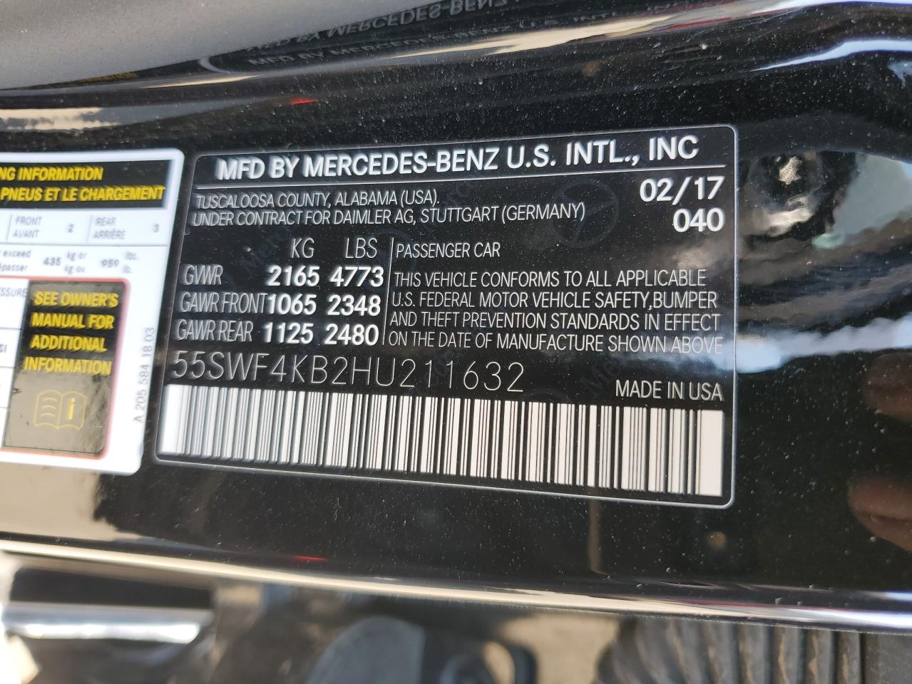 55SWF4KB2HU211632 2017 Mercedes-Benz C 300 4Matic