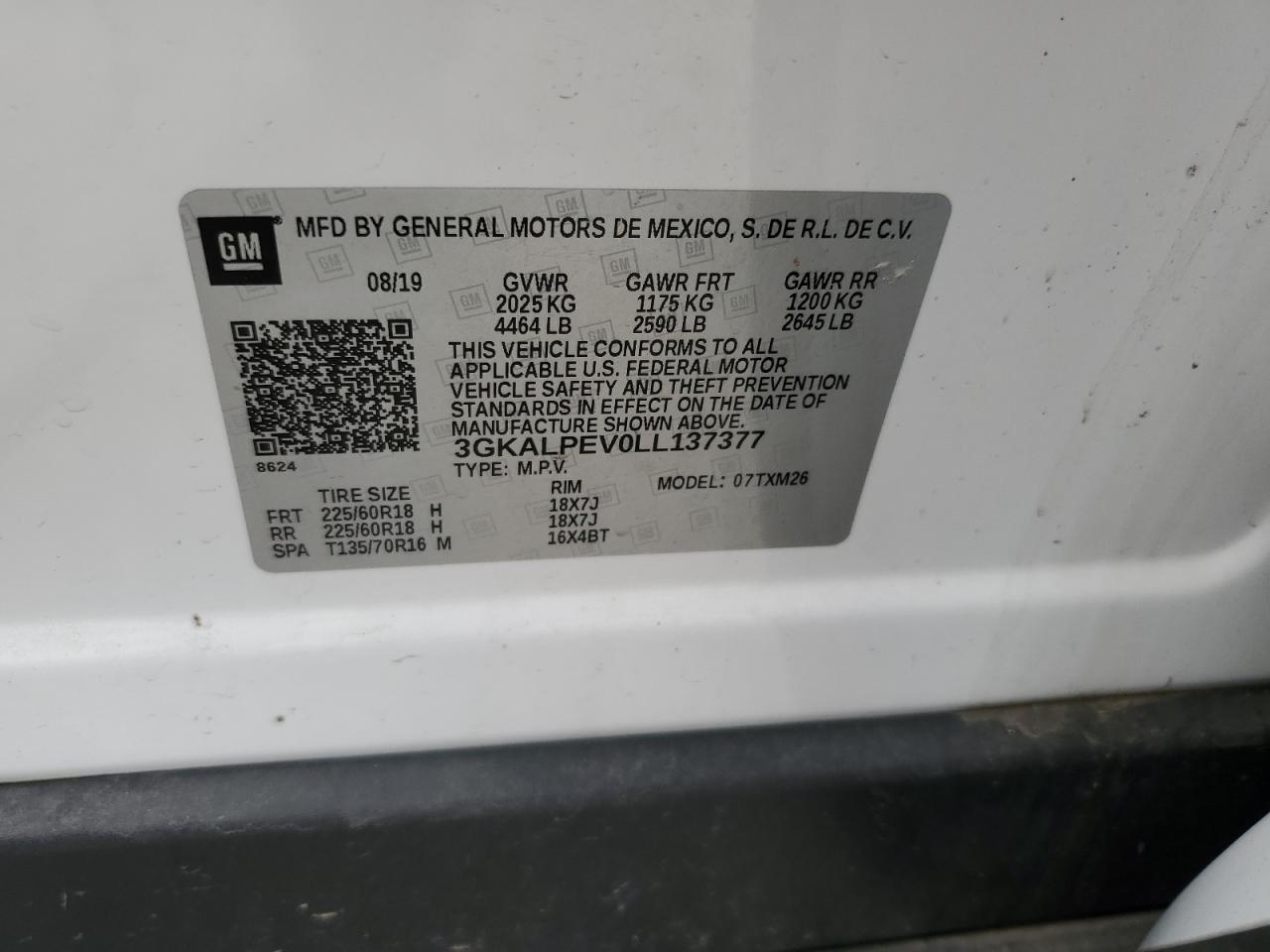 3GKALPEV0LL137377 2020 GMC Terrain Slt