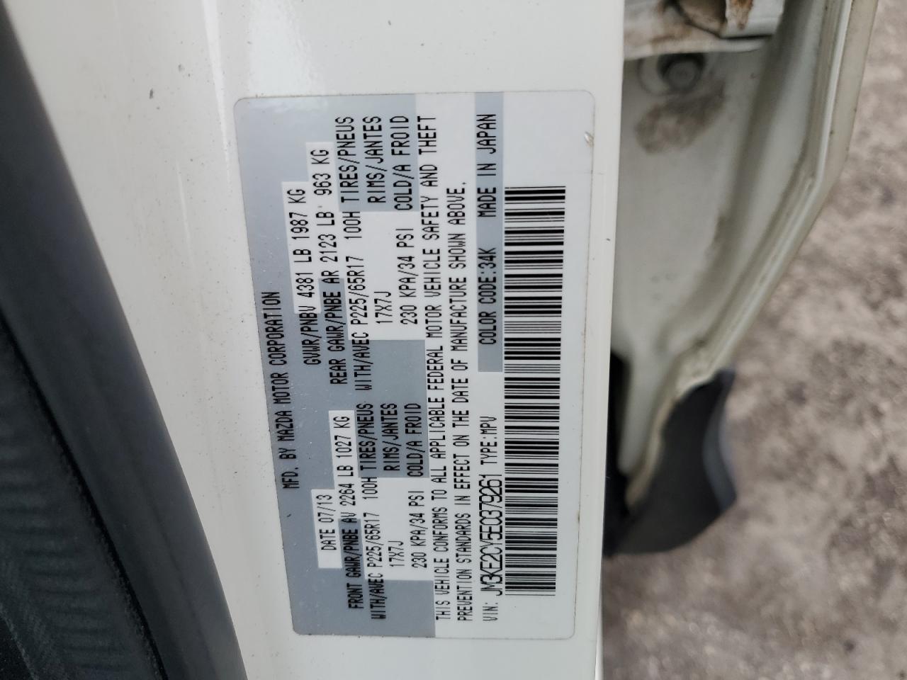 JM3KE2CY5E0379261 2014 Mazda Cx-5 Touring