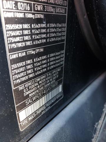 2016 Land Rover Range Rover Sport Sc VIN: SALWR2EF4GA579970 Lot: 63334714