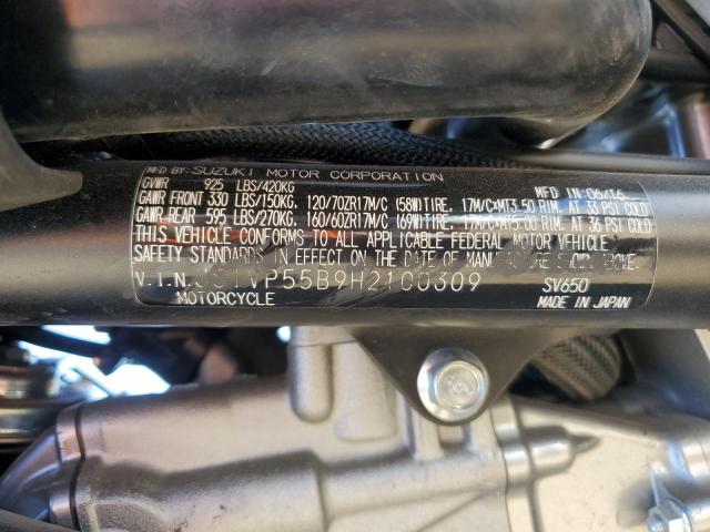 2017 SUZUKI SV650 A JS1VP55B9H2100309