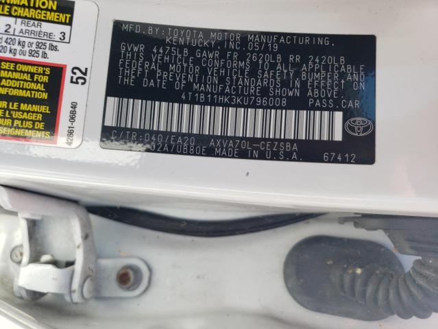 VIN 4T1B11HK3KU796008 2019 Toyota Camry, L no.12