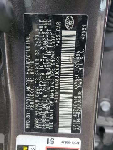 VIN 4T1B11HK6JU068438 2018 Toyota Camry, L no.12