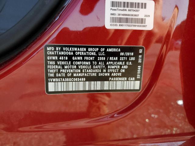 2016 VOLKSWAGEN PASSAT SE - 1VWBS7A35GC063489