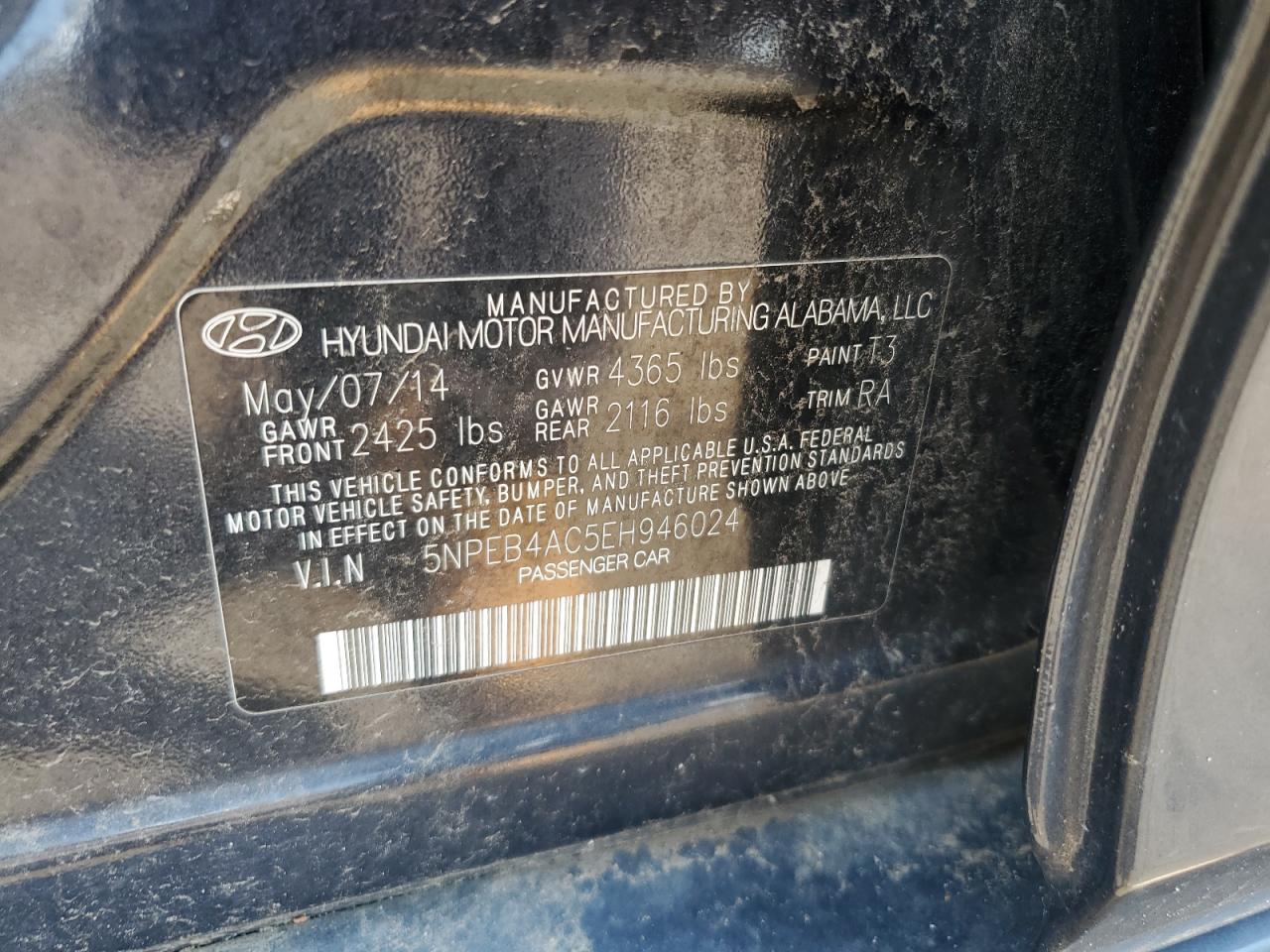 Lot #2794256581 2014 HYUNDAI SONATA GLS