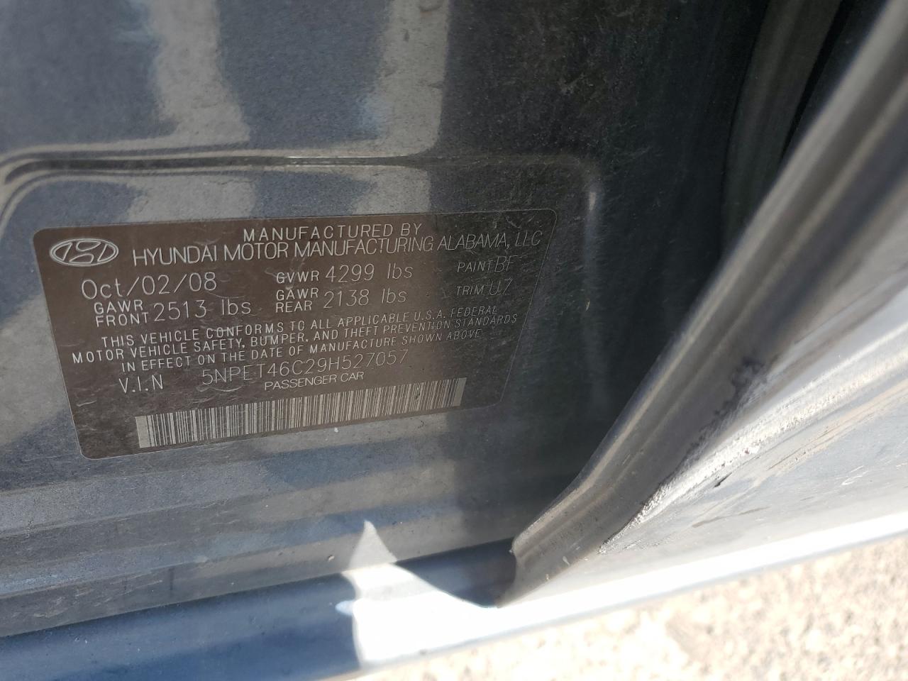 Lot #2869664051 2009 HYUNDAI SONATA GLS