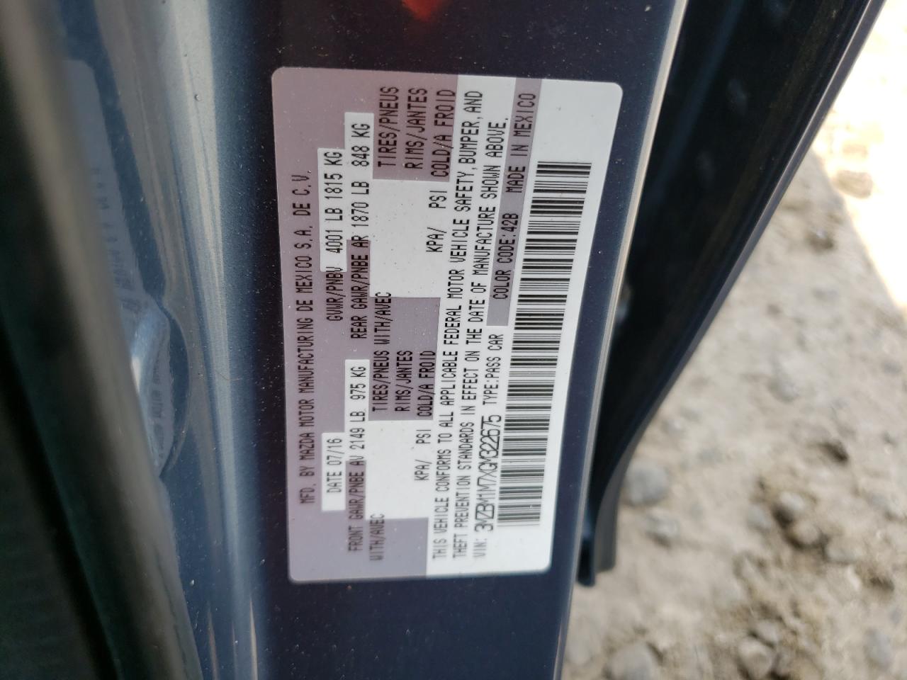 3MZBM1M7XGM322675 2016 Mazda 3 Touring