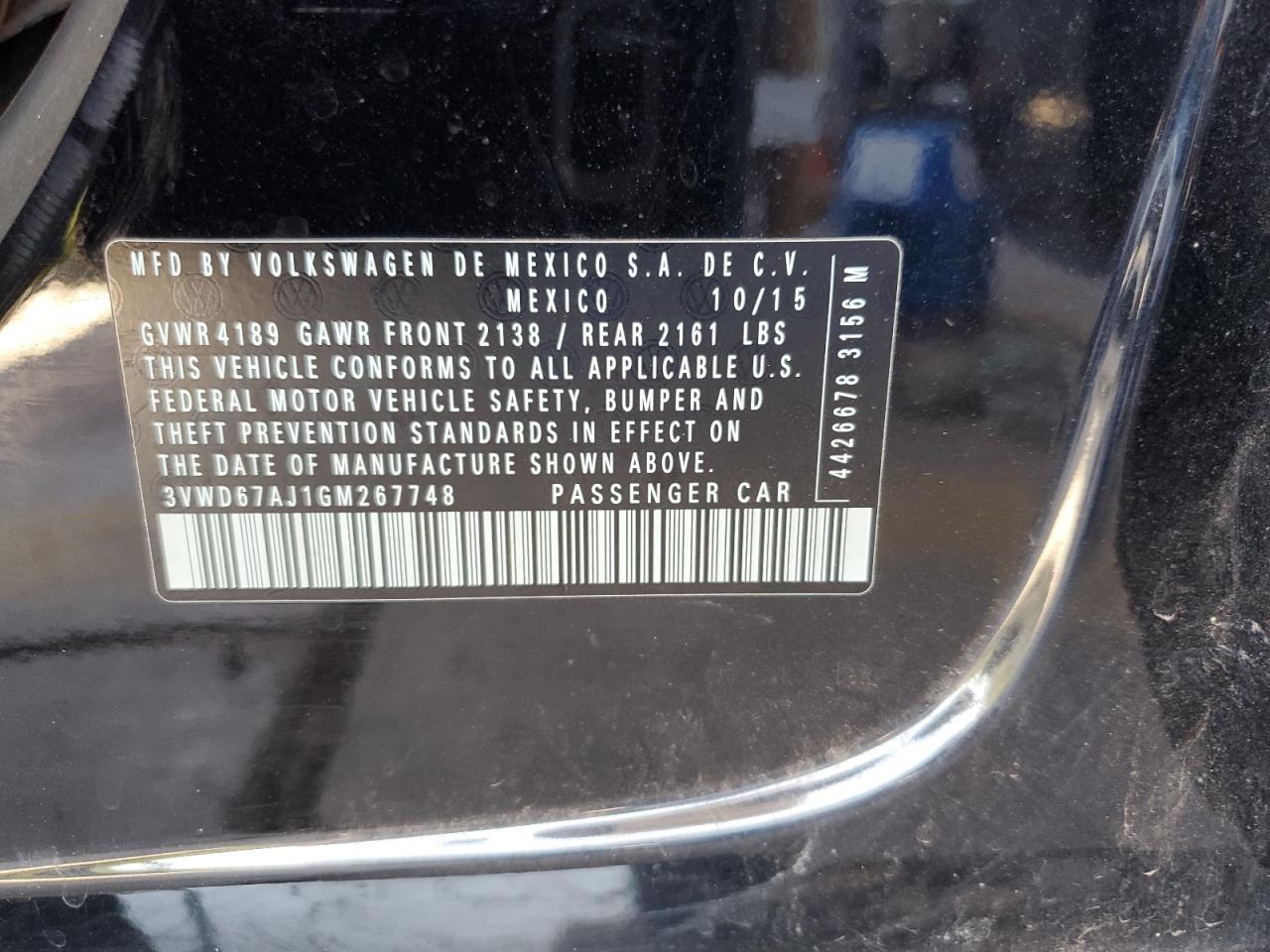 3VWD67AJ1GM267748 2016 Volkswagen Jetta Se