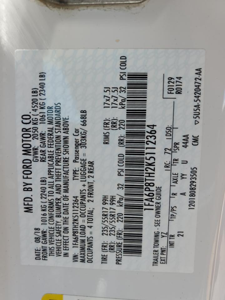 1FA6P8TH2K5112364 2019 Ford Mustang