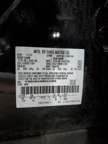 2021 Ford Explorer Xlt VIN: 1FMSK8DH8MGC22909 Lot: 62529024