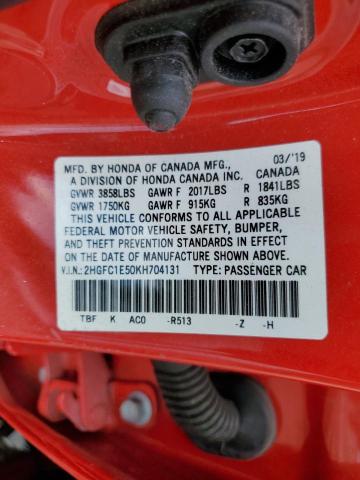 2019 HONDA CIVIC SI - 2HGFC1E50KH704131