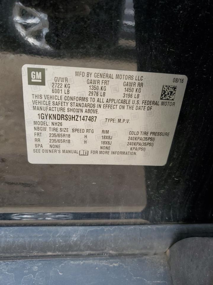 1GYKNDRS9HZ147487 2017 Cadillac Xt5 Luxury