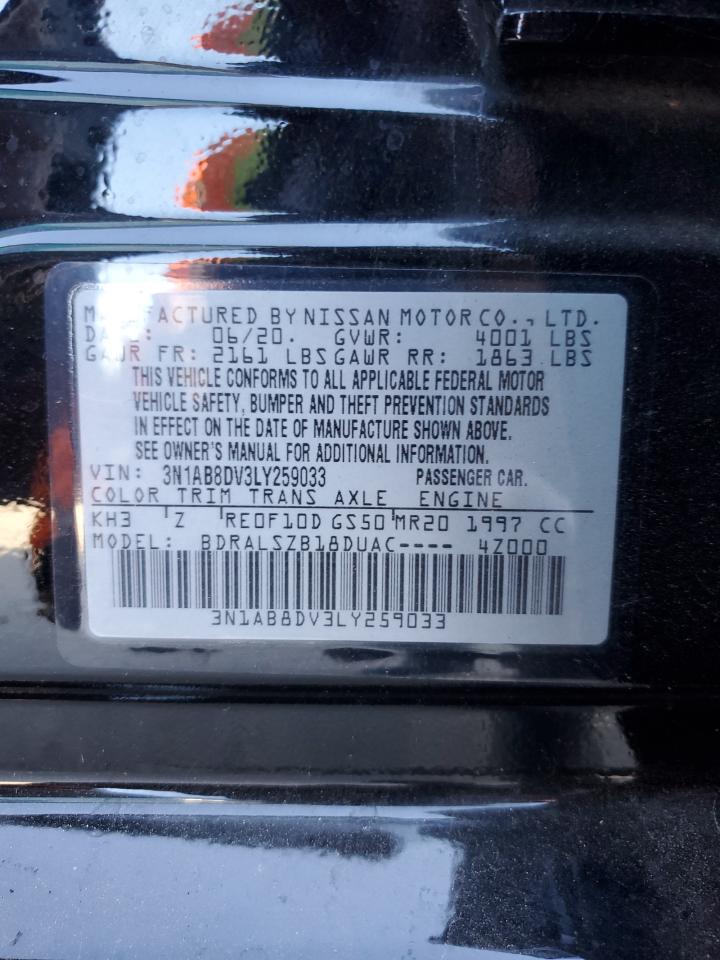 3N1AB8DV3LY259033 2020 Nissan Sentra Sr