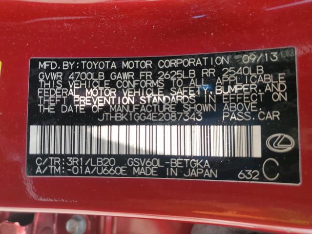 2014 Lexus Es 350 VIN: JTHBK1GG4E2087343 Lot: 61571734