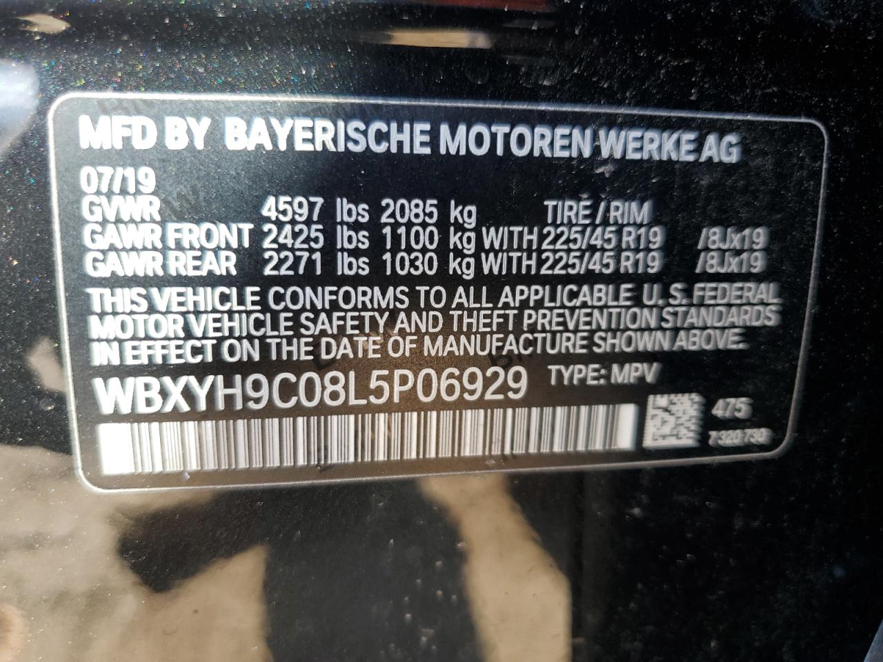 WBXYH9C08L5P06929 2020 BMW X2 Sdrive28I