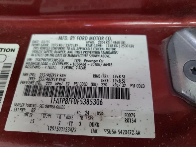 2015 Ford Mustang Gt VIN: 1FATP8FF0F5385306 Lot: 60848164