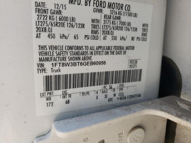 2016 Ford F350 Super Duty VIN: 1FT8W3BT6GEB60956 Lot: 62114224