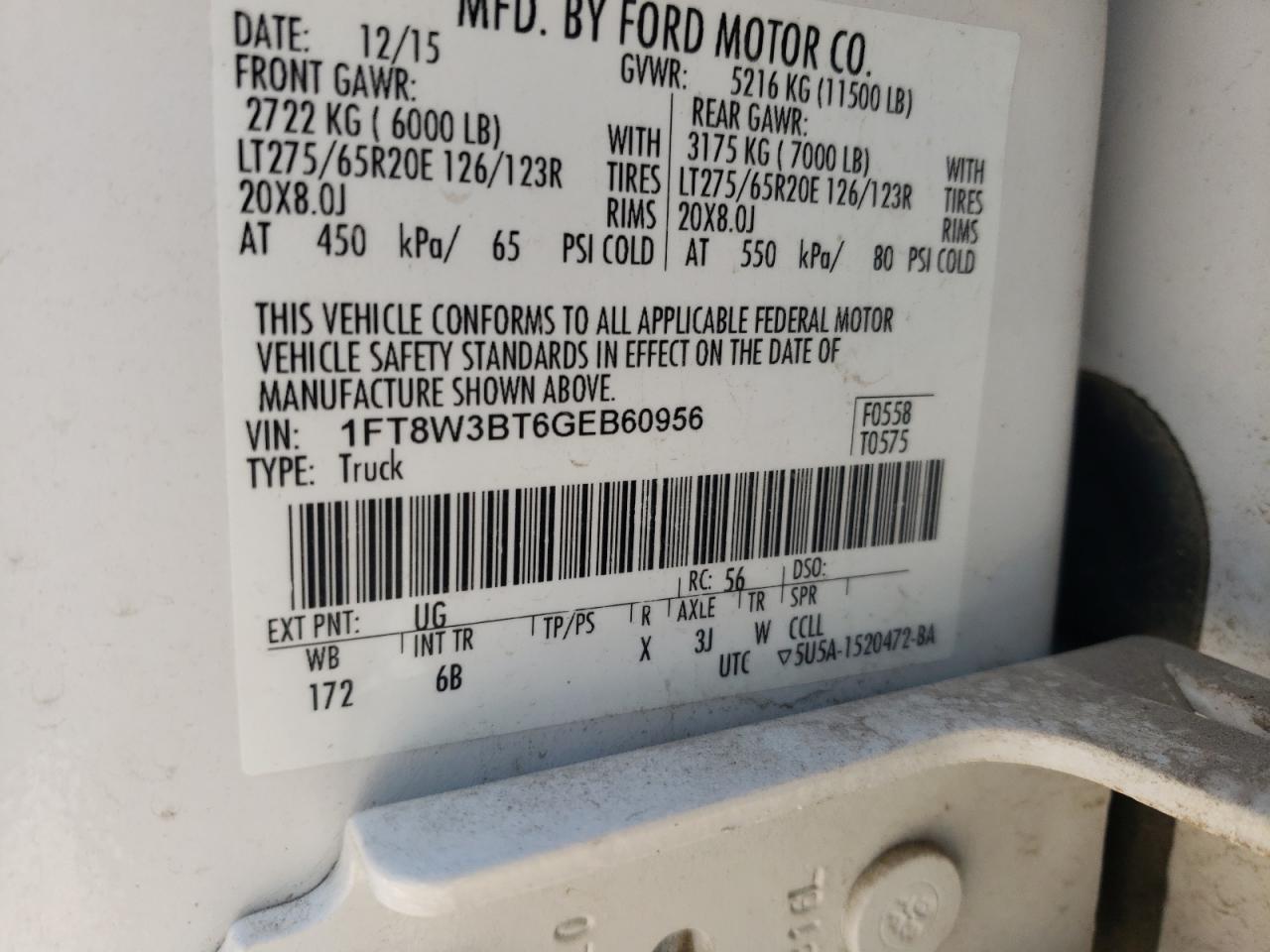 1FT8W3BT6GEB60956 2016 Ford F350 Super Duty