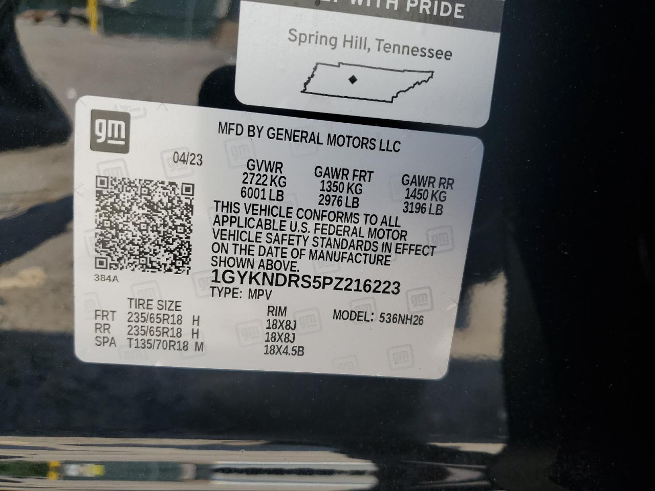 1GYKNDRS5PZ216223 2023 Cadillac Xt5 Premium Luxury