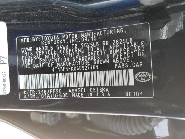 VIN 4T1BF1FK0GU527461 2016 Toyota Camry, LE no.12