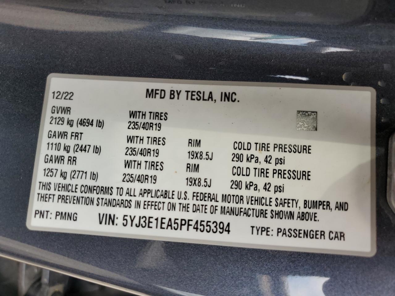 5YJ3E1EA5PF455394 2023 Tesla Model 3