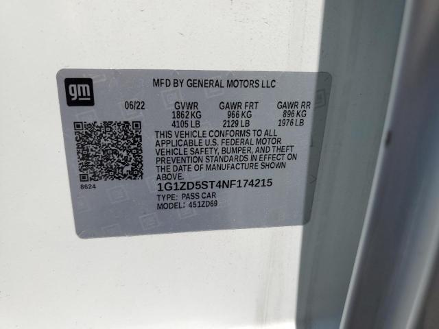 2022 Chevrolet Malibu Lt VIN: 1G1ZD5ST4NF174215 Lot: 61713354