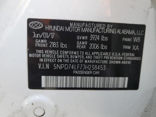 VIN 5NPD74LF7JH238453 2018 Hyundai Elantra, SE no.12