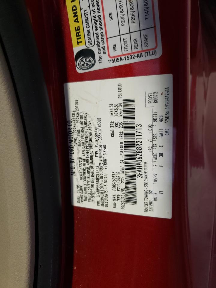 3FAHP06Z88R211713 2008 Ford Fusion S