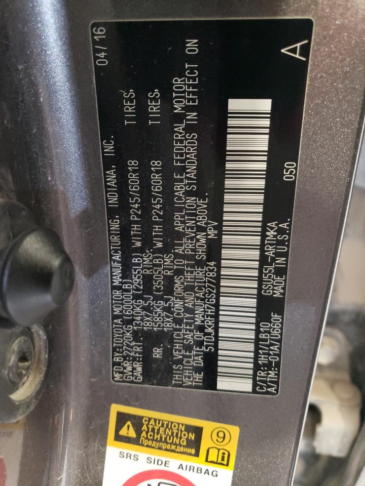 5TDJKRFH7GS277834 2016 Toyota Highlander Xle