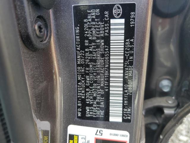 VIN 4T1F11BK7NU065547 2022 Toyota Camry, Xle no.12