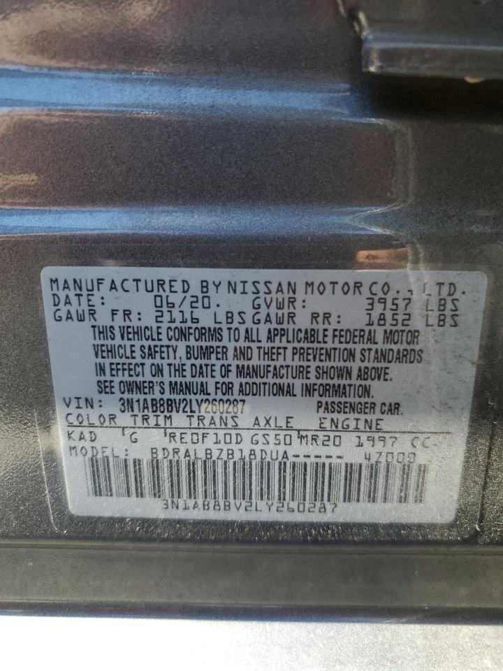 3N1AB8BV2LY260287 2020 Nissan Sentra S