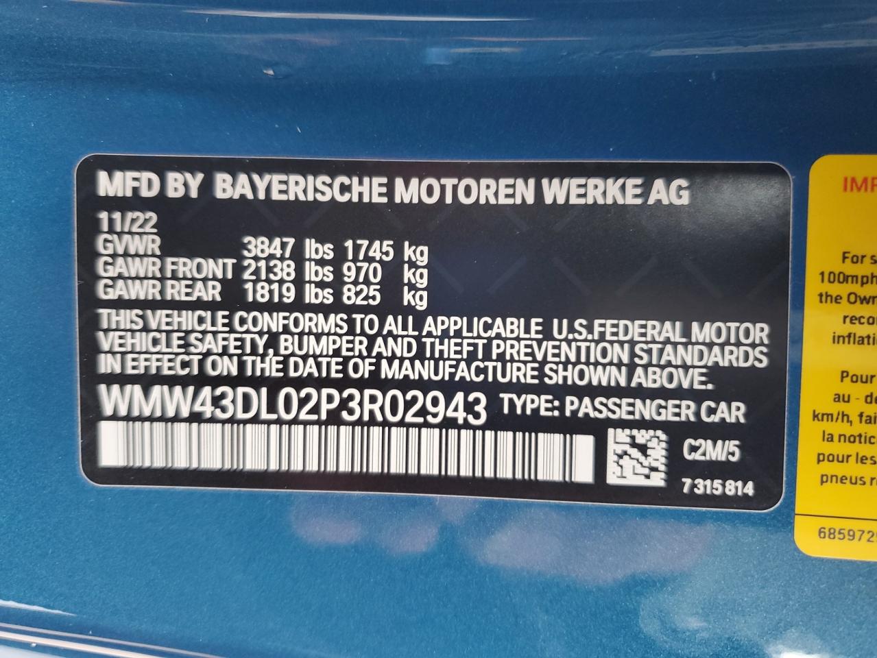 WMW43DL02P3R02943 2023 Mini Cooper S