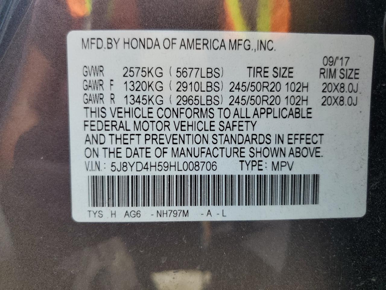 5J8YD4H59HL008706 2017 Acura Mdx Technology