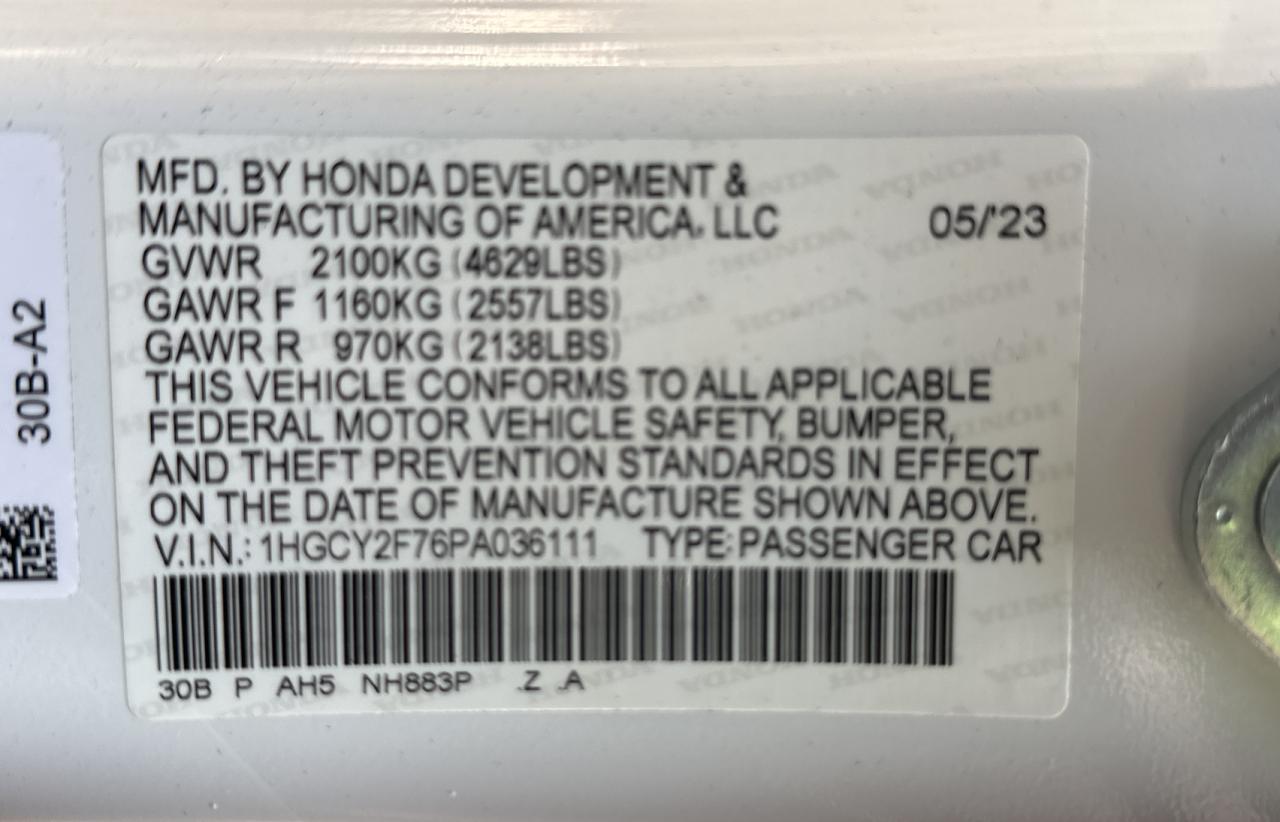 2023 Honda Accord Hybrid Sport-L vin: 1HGCY2F76PA036111