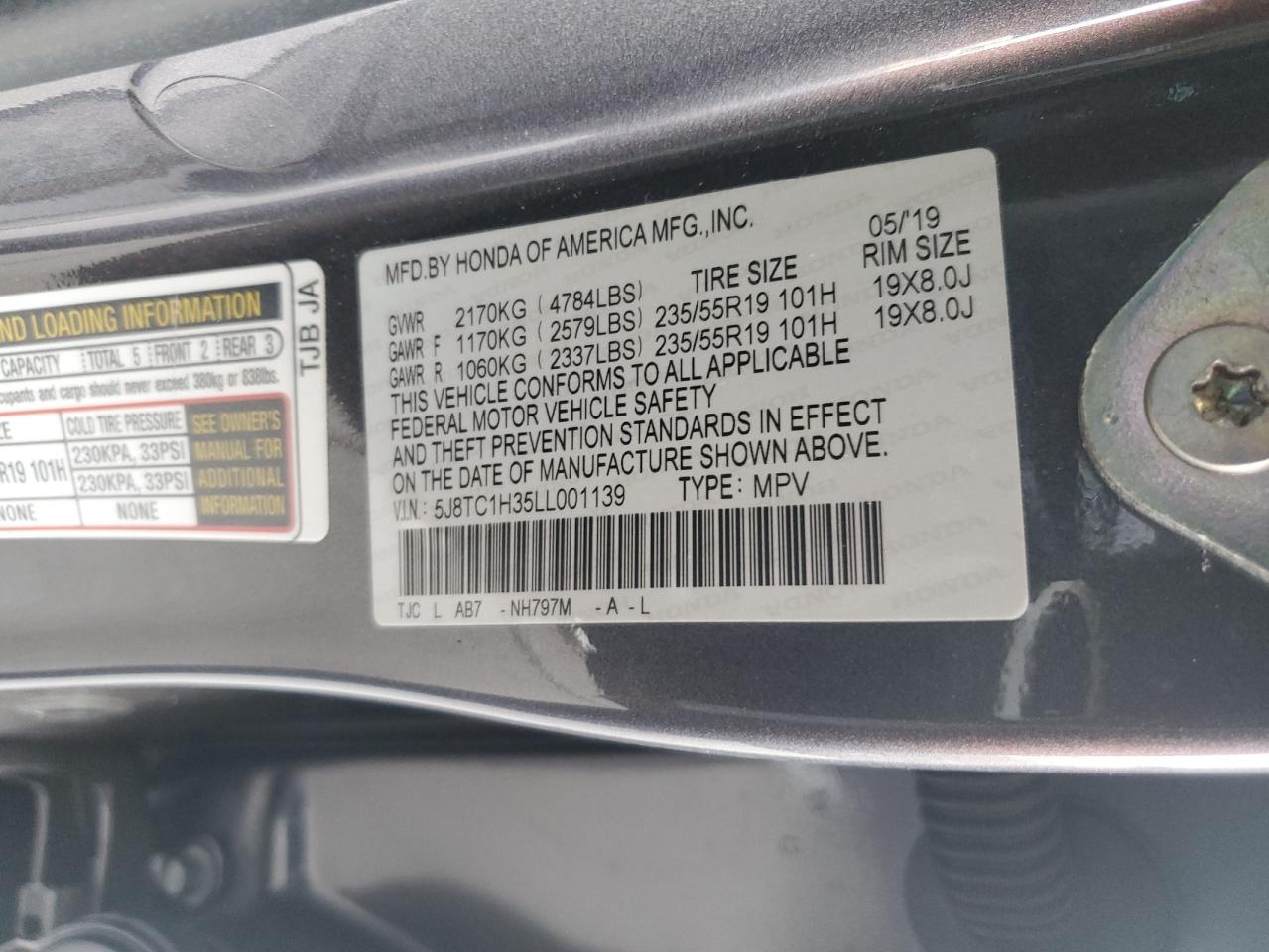 5J8TC1H35LL001139 2020 Acura Rdx