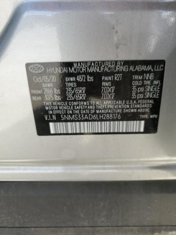 2020 Hyundai Santa Fe Sel VIN: 5NMS33AD6LH288176 Lot: 61100444