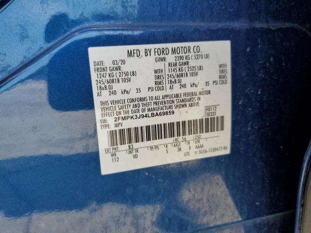 2020 FORD EDGE SEL - 2FMPK3J94LBA69859