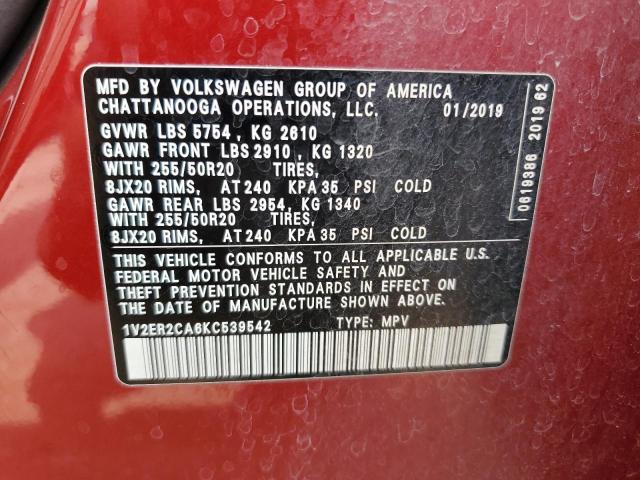 2019 VOLKSWAGEN ATLAS SEL - 1V2ER2CA6KC539542