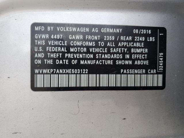 2017 VOLKSWAGEN CC SPORT - WVWKP7ANXHE503122