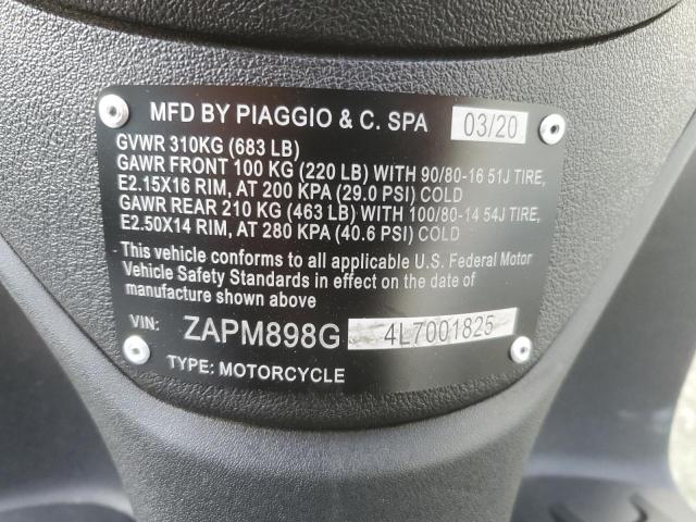 2020 VESPA 150 ZAPM898G4L7001825