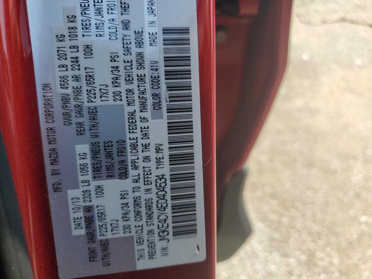 JM3KE4CY4E0404534 2014 Mazda Cx-5 Touring