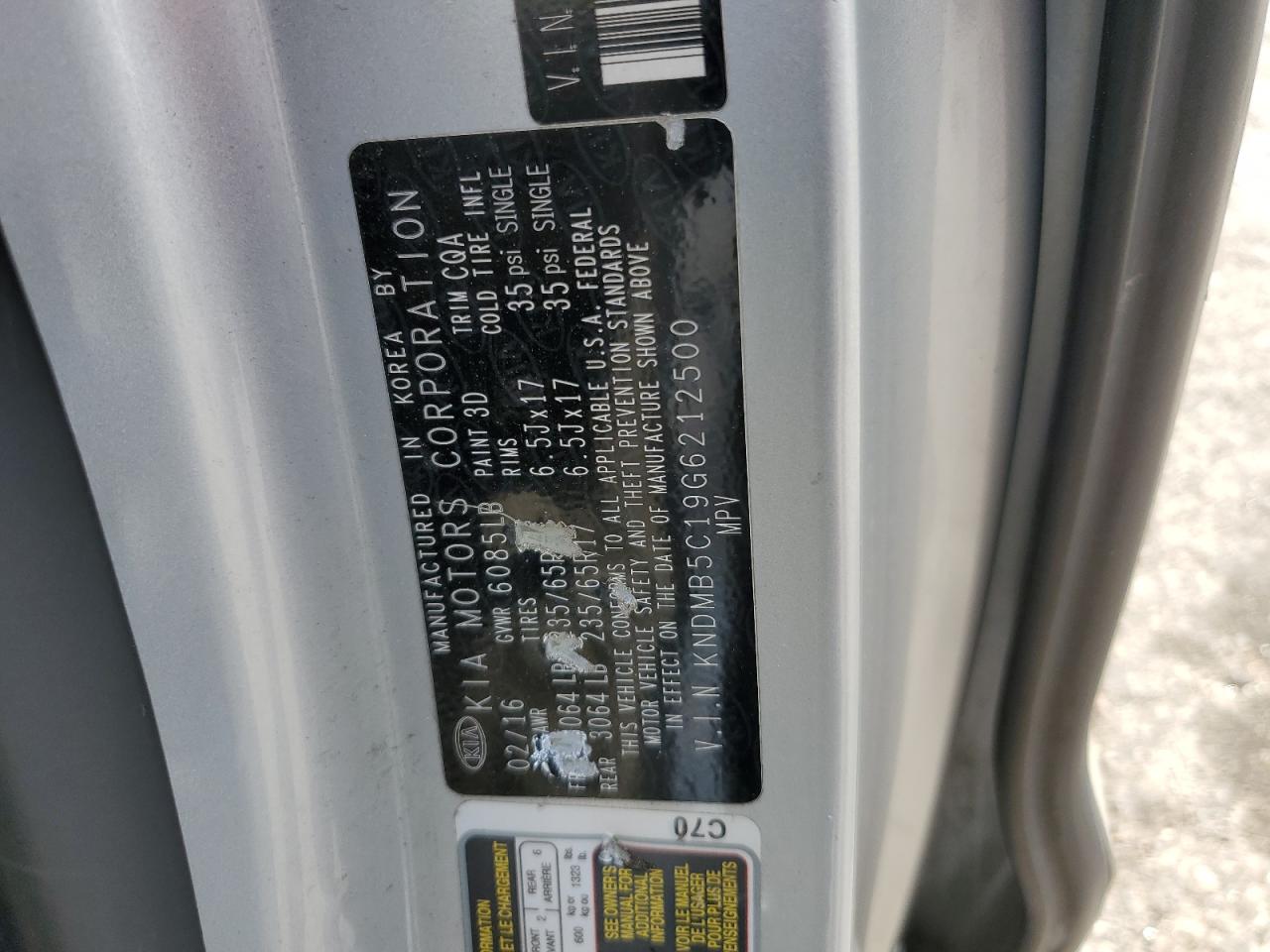 KNDMB5C19G6212500 2016 Kia Sedona Lx