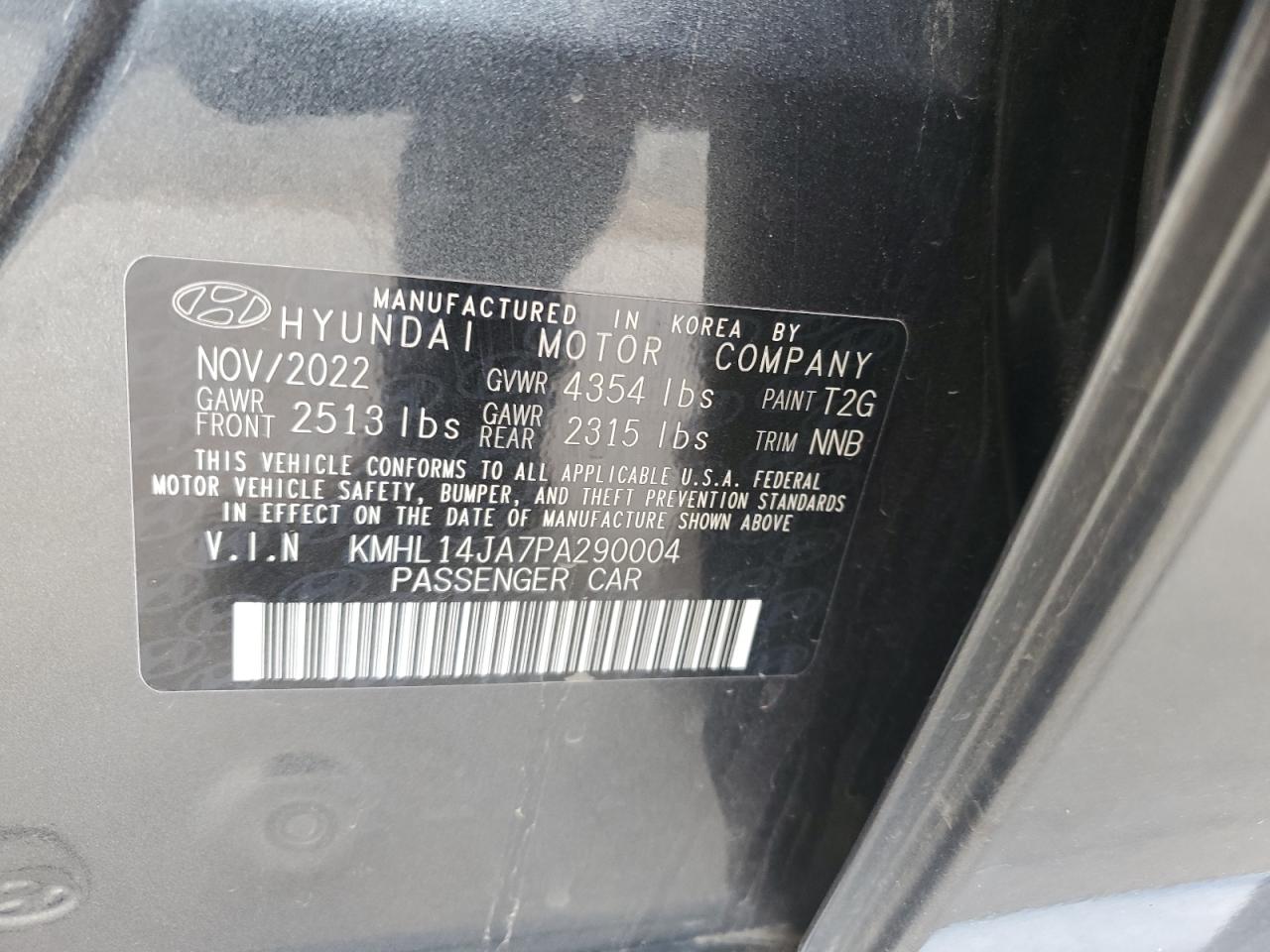 KMHL14JA7PA290004 2023 Hyundai Sonata Sel