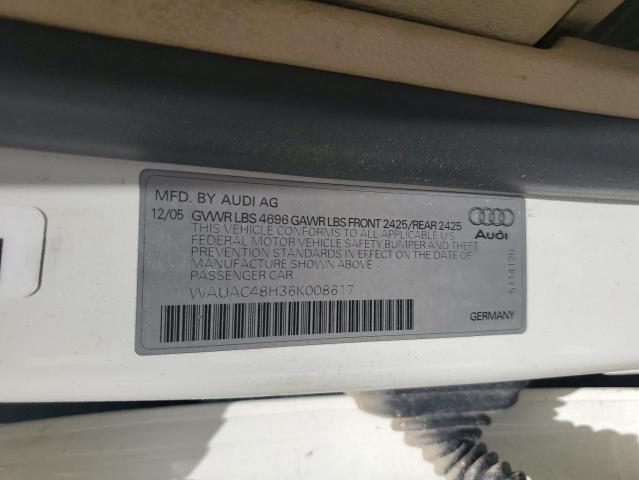 2006 Audi A4 1.8 Cabriolet VIN: WAUAC48H36K008617 Lot: 62660764