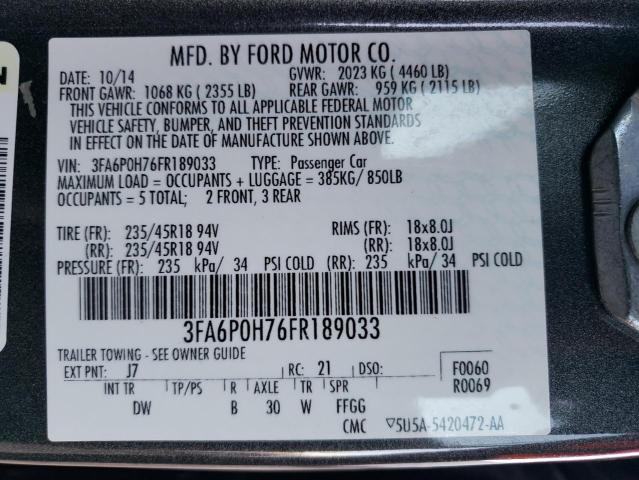 3FA6P0H76FR189033 2015 FORD FUSION - Image 12