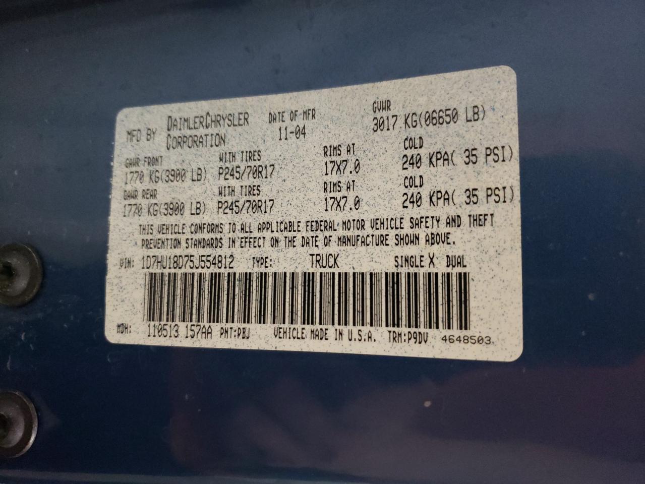 1D7HU18D75J554812 2005 Dodge Ram 1500 St