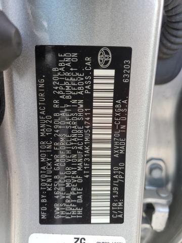 VIN 4T1F31AK1MU547411 2021 Toyota Camry, Xle no.12