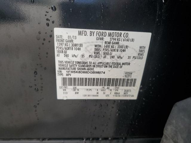 2013 Ford Explorer Xlt VIN: 1FM5K8D88DGB98074 Lot: 62516944